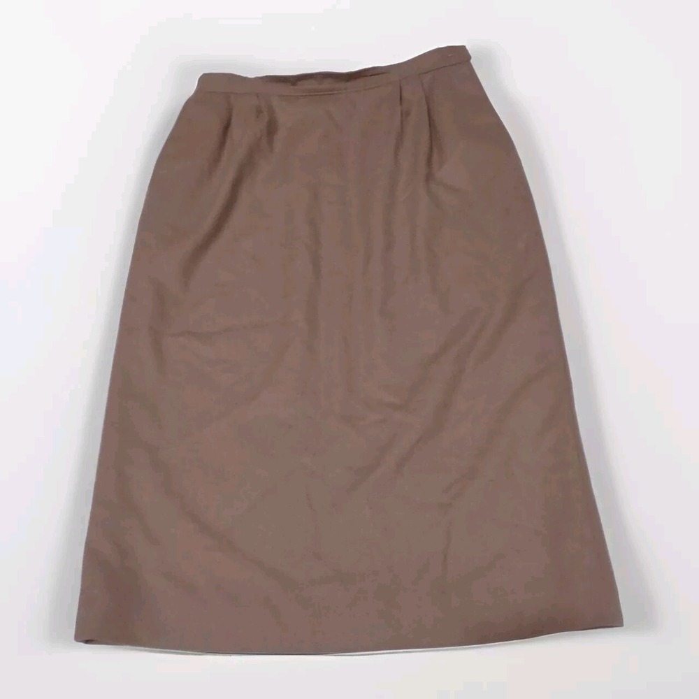 Pendleton Vtg Pencil Skirt‎ Sz 8 100% Virgin Wool Tan Made In USA Preppy Classic
